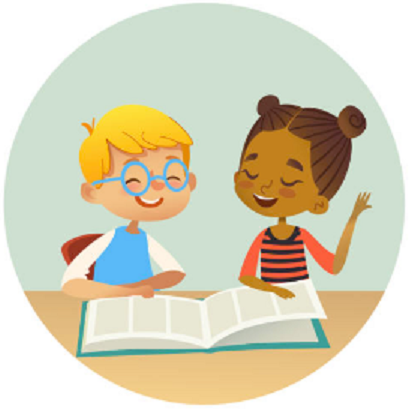 Cartoon Image of two children reading